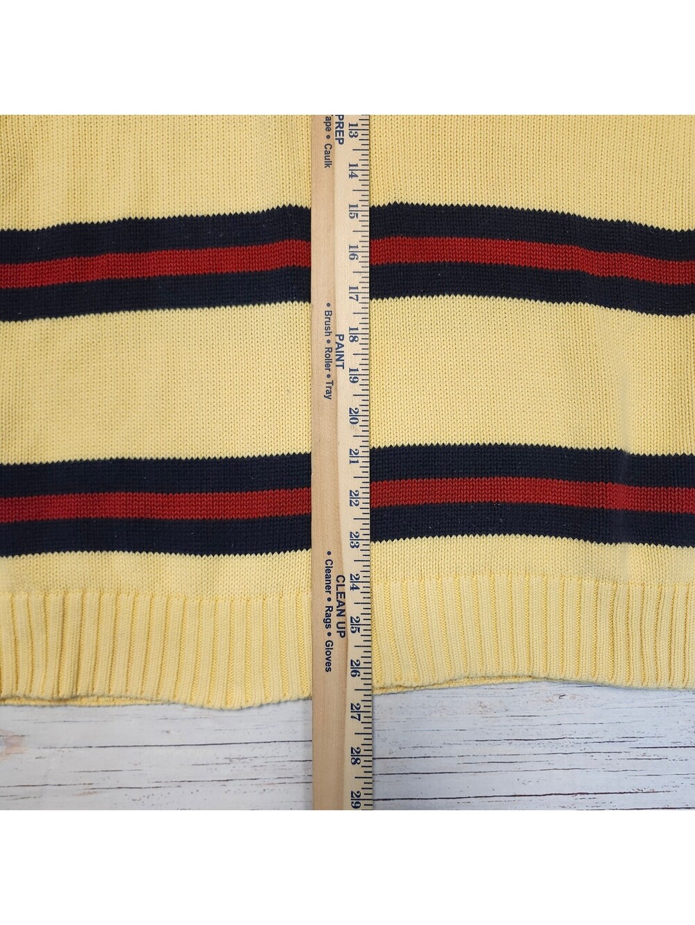 Tommy Hilfiger Yellow Striped Crewneck Sweater Mens Size Medium - Picture 4 of 9